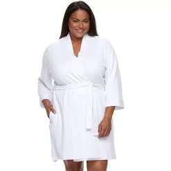 Plus Size Croft & Barrow® Waffle-Knit Kimono Robe 10 Plus Size Croft & Barrow® Waffle-Knit Kimono Robe -Outlet Croft & Barrow Store 2668341 White