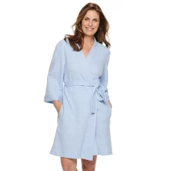Women's Croft & Barrow® Waffle Texture Robe -Outlet Croft & Barrow Store 2749414 Chambray Blue