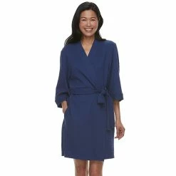 Women's Croft & Barrow® Waffle Texture Robe -Outlet Croft & Barrow Store 2749414 Navy