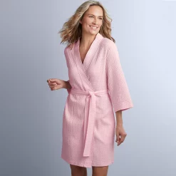 Women's Croft & Barrow® Waffle Texture Robe -Outlet Croft & Barrow Store 2749414 Pink