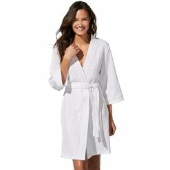 Women's Croft & Barrow® Waffle Texture Robe -Outlet Croft & Barrow Store 2749414 White