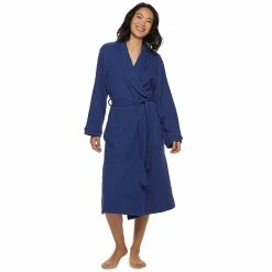 Women's Croft & Barrow® Waffle-Knit Long Shawl-Collar Robe -Outlet Croft & Barrow Store 2761791 Navy