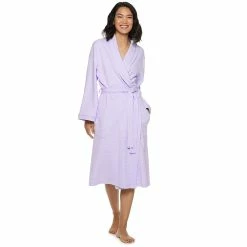 Women's Croft & Barrow® Waffle-Knit Long Shawl-Collar Robe -Outlet Croft & Barrow Store 2761791 Purple