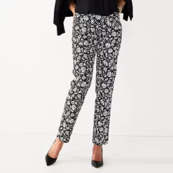 Women's Croft & Barrow® Effortless Stretch Pull-On Mid-Rise Straight-Leg Pants 38 Women's Croft & Barrow® Effortless Stretch Pull-On Mid-Rise Straight-Leg Pants -Outlet Croft & Barrow Store 3354493 Black Floral