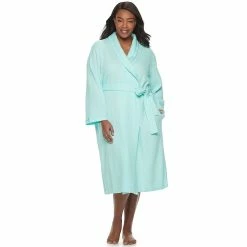 Plus Size Croft & Barrow® Shawl-Collar Waffle Robe -Outlet Croft & Barrow Store 3445495 Aqua