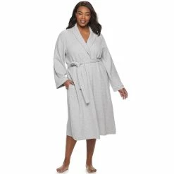 Plus Size Croft & Barrow® Shawl-Collar Waffle Robe -Outlet Croft & Barrow Store 3445495 Heather Gray