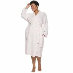 Plus Size Croft & Barrow® Shawl-Collar Waffle Robe -Outlet Croft & Barrow Store 3445495 Pink