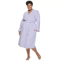 Plus Size Croft & Barrow® Shawl-Collar Waffle Robe -Outlet Croft & Barrow Store 3445495 Purple