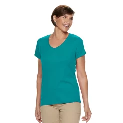 Women's Croft & Barrow® Essential V-Neck Tee -Outlet Croft & Barrow Store 3482291 Alpine Turq