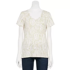 Women's Croft & Barrow® Essential V-Neck Tee -Outlet Croft & Barrow Store 3482291 Beige White Palm