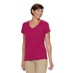 Women's Croft & Barrow® Essential V-Neck Tee -Outlet Croft & Barrow Store 3482291 Berry