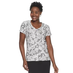 Women's Croft & Barrow® Essential V-Neck Tee -Outlet Croft & Barrow Store 3482291 Black Pineapple