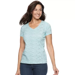 Women's Croft & Barrow® Essential V-Neck Tee -Outlet Croft & Barrow Store 3482291 Blue Spacedye