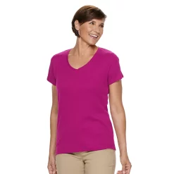 Women's Croft & Barrow® Essential V-Neck Tee -Outlet Croft & Barrow Store 3482291 Brilliant Magenta