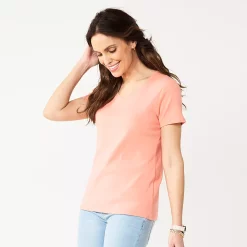Women's Croft & Barrow® Essential V-Neck Tee -Outlet Croft & Barrow Store 3482291 Burnt Coral