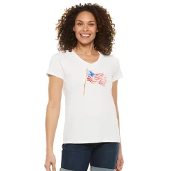Women's Croft & Barrow® Essential V-Neck Tee -Outlet Croft & Barrow Store 3482291 Flag Print