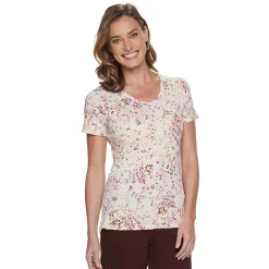 Women's Croft & Barrow® Essential V-Neck Tee -Outlet Croft & Barrow Store 3482291 Gray Floral