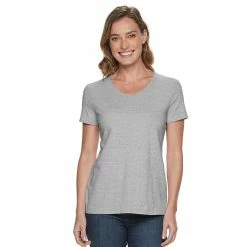Women's Croft & Barrow® Essential V-Neck Tee -Outlet Croft & Barrow Store 3482291 Gray Nep