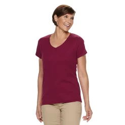 Women's Croft & Barrow® Essential V-Neck Tee -Outlet Croft & Barrow Store 3482291 Maroon