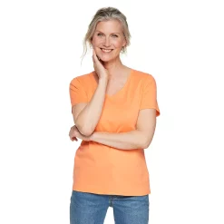 Women's Croft & Barrow® Essential V-Neck Tee -Outlet Croft & Barrow Store 3482291 Pastel Orange