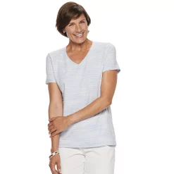 Women's Croft & Barrow® Essential V-Neck Tee -Outlet Croft & Barrow Store 3482291 Periwinkle Spacedye