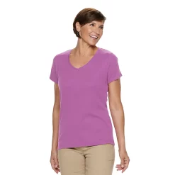 Women's Croft & Barrow® Essential V-Neck Tee -Outlet Croft & Barrow Store 3482291 Purple