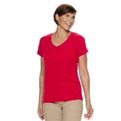 Women's Croft & Barrow® Essential V-Neck Tee -Outlet Croft & Barrow Store 3482291 Red