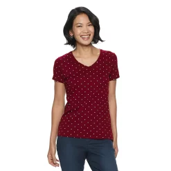 Women's Croft & Barrow® Essential V-Neck Tee -Outlet Croft & Barrow Store 3482291 Red Dot