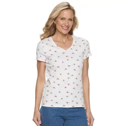 Women's Croft & Barrow® Essential V-Neck Tee -Outlet Croft & Barrow Store 3482291 White Bird