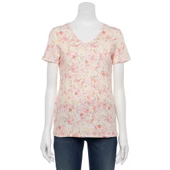 Women's Croft & Barrow® Essential V-Neck Tee -Outlet Croft & Barrow Store 3482291 White Paisley