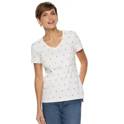 Women's Croft & Barrow® Essential V-Neck Tee -Outlet Croft & Barrow Store 3482291 White Sailboat