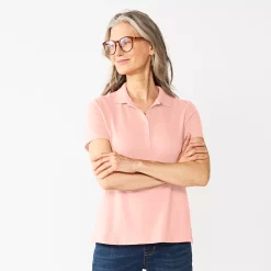 Women's Croft & Barrow® Essential Classic Pique Polo Shirt -Outlet Croft & Barrow Store 3508798 Apricot Pink