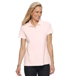 Women's Croft & Barrow® Essential Classic Pique Polo Shirt -Outlet Croft & Barrow Store 3508798 Barely Pink