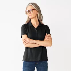 Women's Croft & Barrow® Essential Classic Pique Polo Shirt -Outlet Croft & Barrow Store 3508798 Black