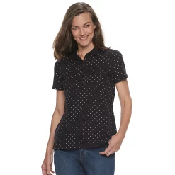 Women's Croft & Barrow® Essential Classic Pique Polo Shirt -Outlet Croft & Barrow Store 3508798 Black Dot