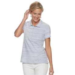 Women's Croft & Barrow® Essential Classic Pique Polo Shirt -Outlet Croft & Barrow Store 3508798 Blue Spacedye