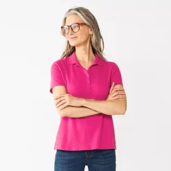 Women's Croft & Barrow® Essential Classic Pique Polo Shirt -Outlet Croft & Barrow Store 3508798 Burma Pink