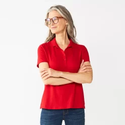 Women's Croft & Barrow® Essential Classic Pique Polo Shirt -Outlet Croft & Barrow Store 3508798 Cherry Red