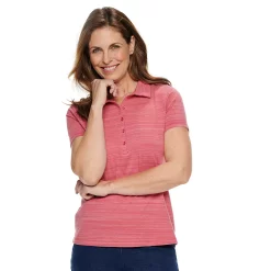 Women's Croft & Barrow® Essential Classic Pique Polo Shirt -Outlet Croft & Barrow Store 3508798 Coral Spacedye