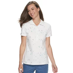 Women's Croft & Barrow® Essential Classic Pique Polo Shirt -Outlet Croft & Barrow Store 3508798 Dragonfly Print