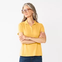 Women's Croft & Barrow® Essential Classic Pique Polo Shirt -Outlet Croft & Barrow Store 3508798 Lemon Yellow