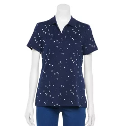 Women's Croft & Barrow® Essential Classic Pique Polo Shirt -Outlet Croft & Barrow Store 3508798 Navy Star Print