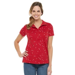 Women's Croft & Barrow® Essential Classic Pique Polo Shirt -Outlet Croft & Barrow Store 3508798 Red Star Print