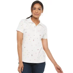 Women's Croft & Barrow® Essential Classic Pique Polo Shirt -Outlet Croft & Barrow Store 3508798 Sailboat Print