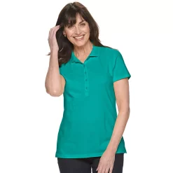 Women's Croft & Barrow® Essential Classic Pique Polo Shirt -Outlet Croft & Barrow Store 3508798 Teal