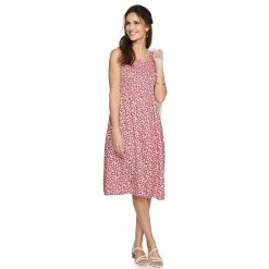 Women's Croft & Barrow® Smocked Swing Midi Dress -Outlet Croft & Barrow Store 3567056 Pink Floral