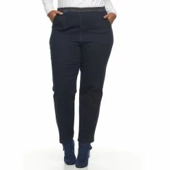 Plus Size Croft & Barrow® Pull-On Tapered-Leg Jeans -Outlet Croft & Barrow Store 379623 Super Dark