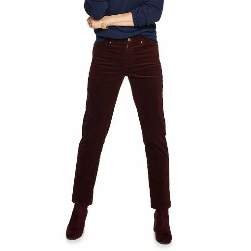 Women's Croft & Barrow® Straight-Leg Corduroy Pants -Outlet Croft & Barrow Store 3880395 Mason Plum