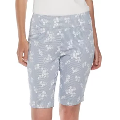 Women's Croft & Barrow® Effortless Stretch Bermuda Shorts -Outlet Croft & Barrow Store 3913048 Railroad Stripe Floral