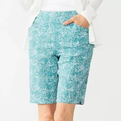 Women's Croft & Barrow® Effortless Stretch Bermuda Shorts -Outlet Croft & Barrow Store 3913048 Teal Paisley